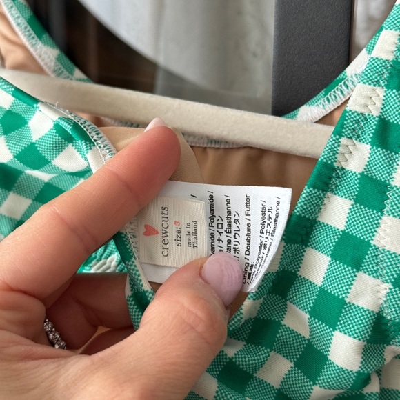 Crewcuts gingham one piece swimsuit cutouts scoop back kelly bows toddler girl - Picture 4 of 7